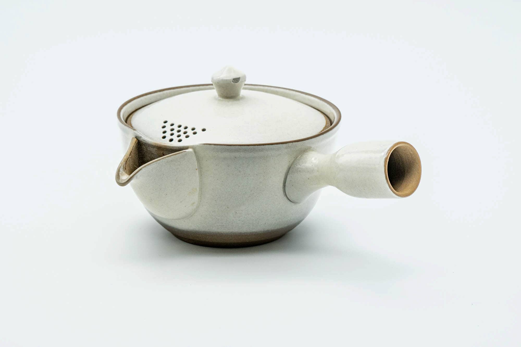 Japanese Kyusu - White Glazed Ceramic Filter Teapot - 340ml