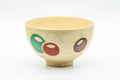 Japanese Matcha Bowl - Beige Colorful Spheres Kyo-yaki Chawan - 300ml
