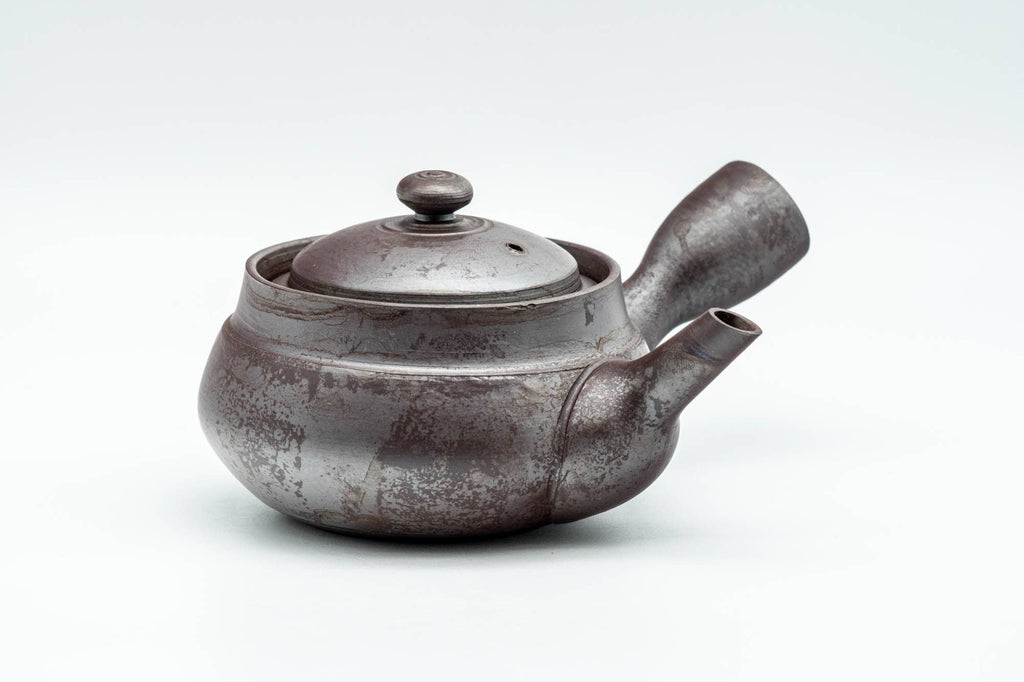 Japanese Kyusu - Collared Purple Banko-yaki Mesh Teapot - 240ml