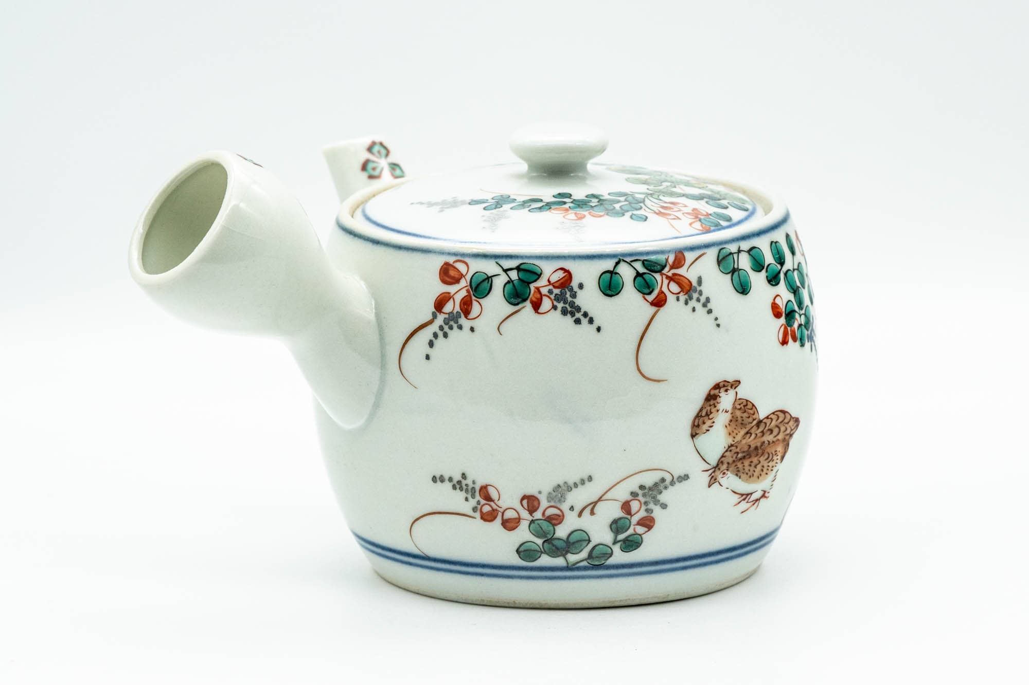 Japanese Kyusu - Birds and Flowers Arita-yaki Debeso Teapot - 360ml