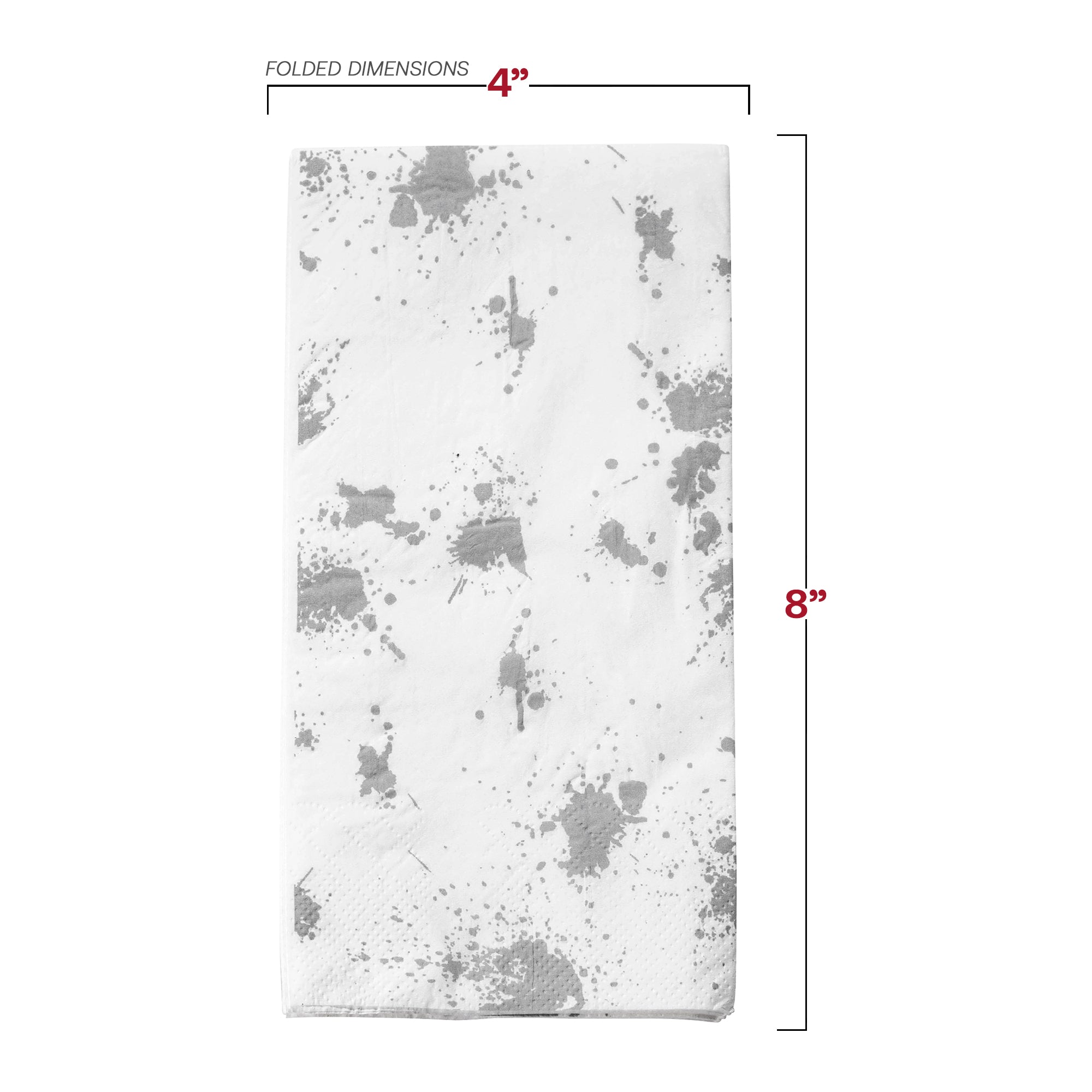White with Silver Paint Splatter Paper Dinner Napkins