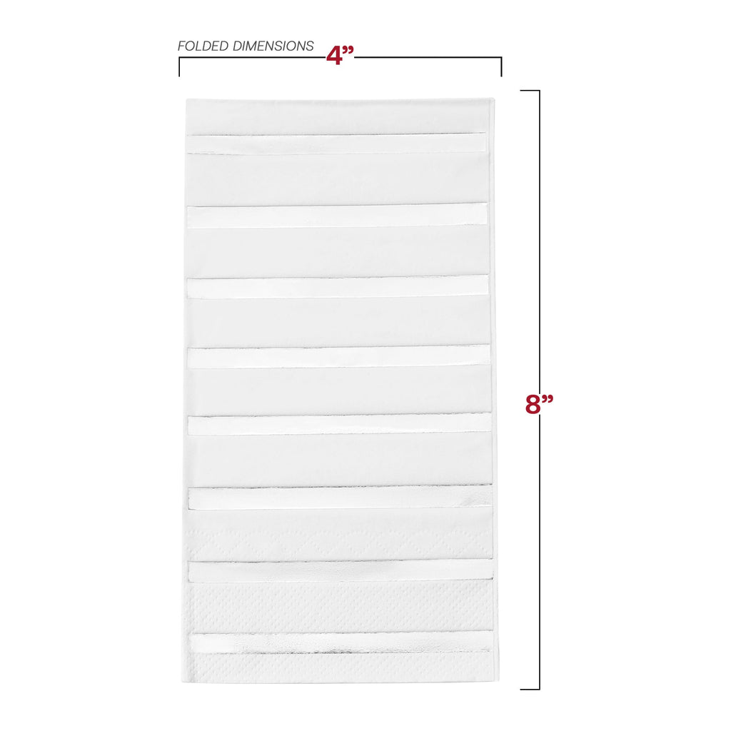White with Silver Stripes Paper Dinner Napkins