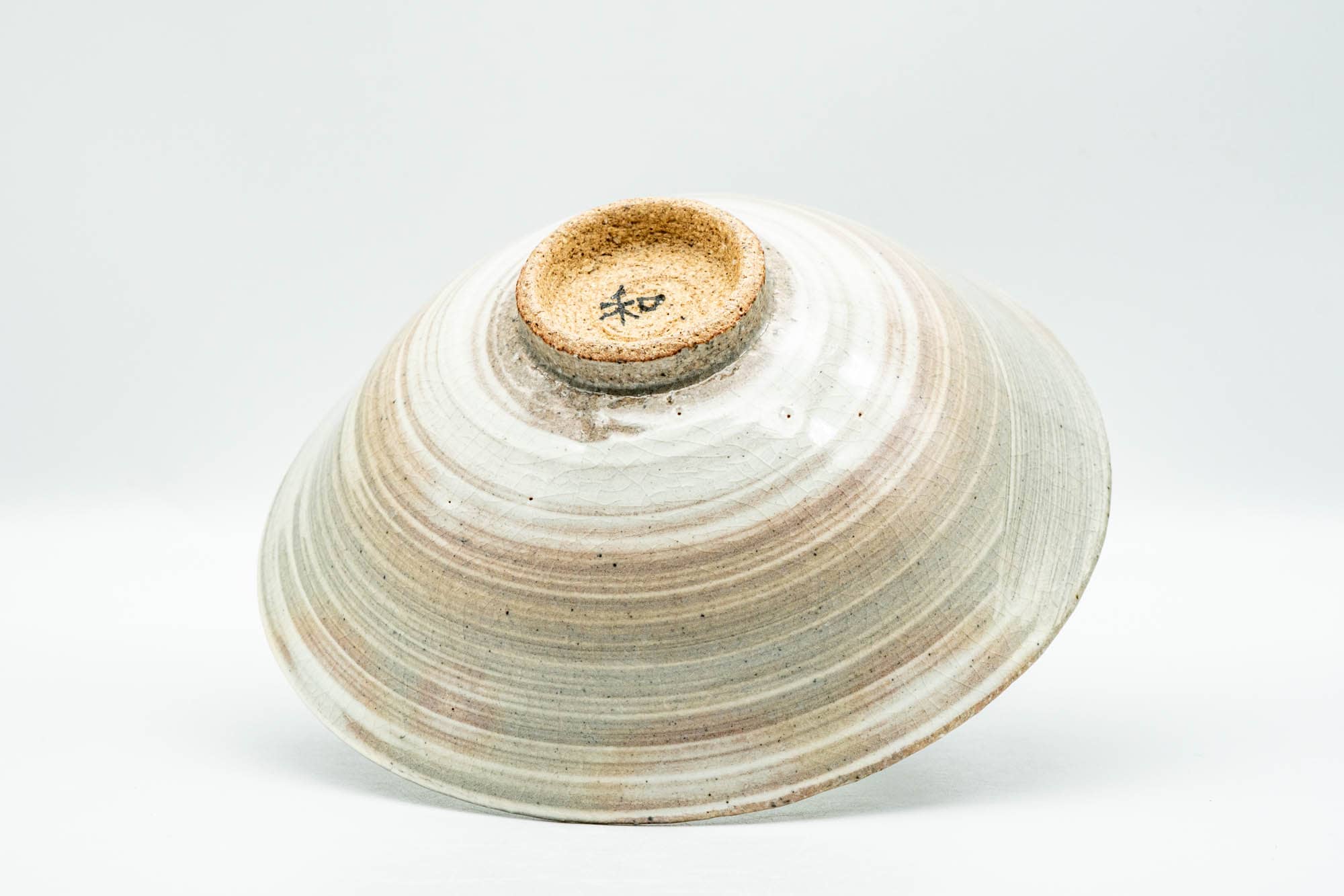 Japanese Matcha Bowl - Grey Pink Hakeme Glazed Summer Chawan - 150ml