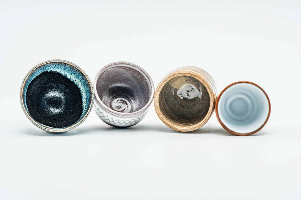 Japanese Teacups - Set of 4 Uniquely Glazed Guinomi - 50ml