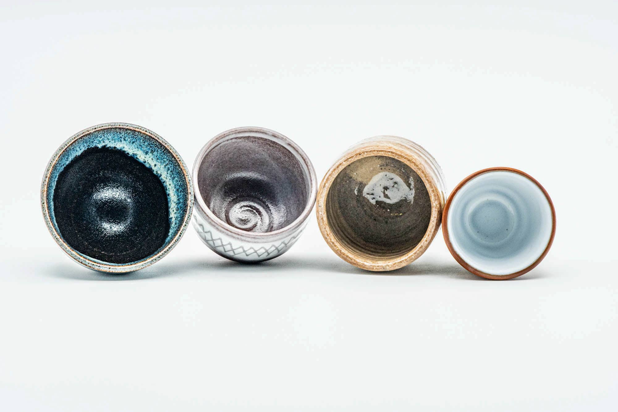 Japanese Teacups - Set of 4 Uniquely Glazed Guinomi - 50ml