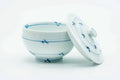 Japanese Teacup - Blue Striped Arita-yaki Lidded Yunomi - 130ml
