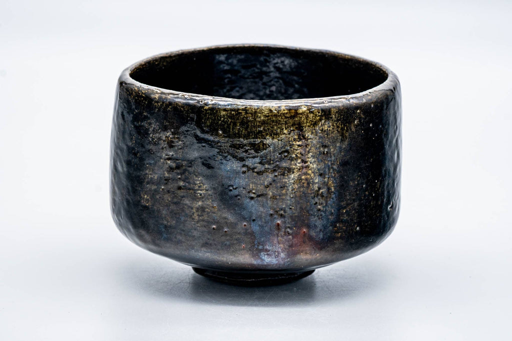 Japanese Matcha Bowl - 手 Deep Black Amber Glazed Raku-yaki Chawan - 350ml