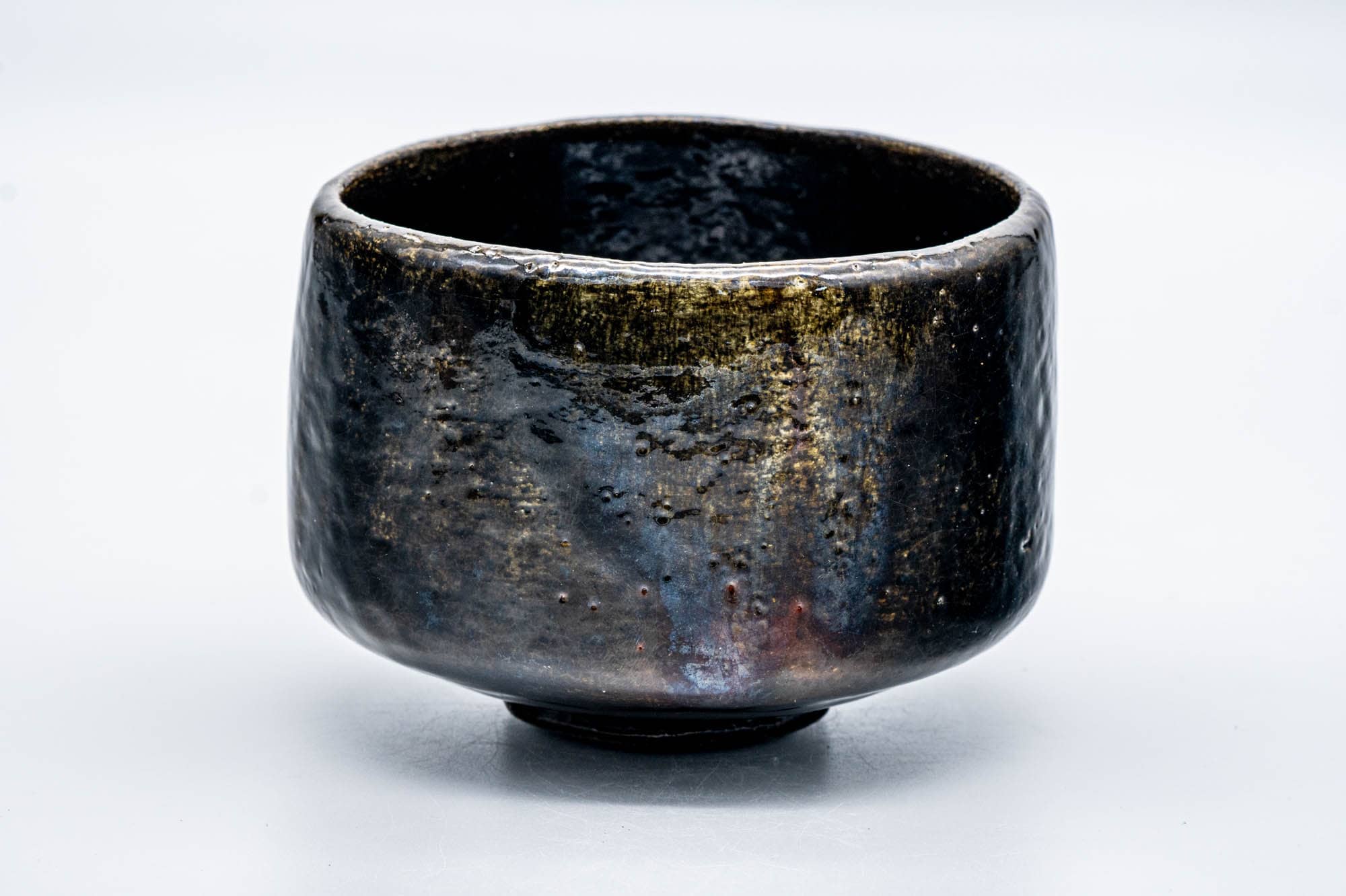 Japanese Matcha Bowl - 手 Deep Black Amber Glazed Raku-yaki Chawan - 350ml