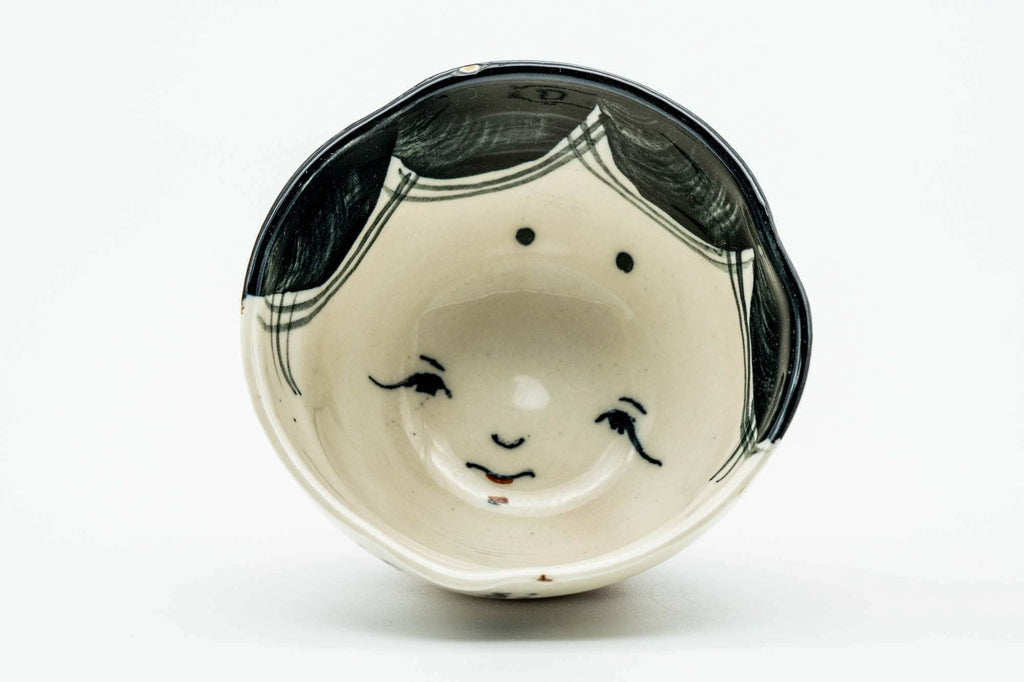 Japanese Teacup - Otafuku Okame Kyo-yaki Weathered Yunomi - 60ml