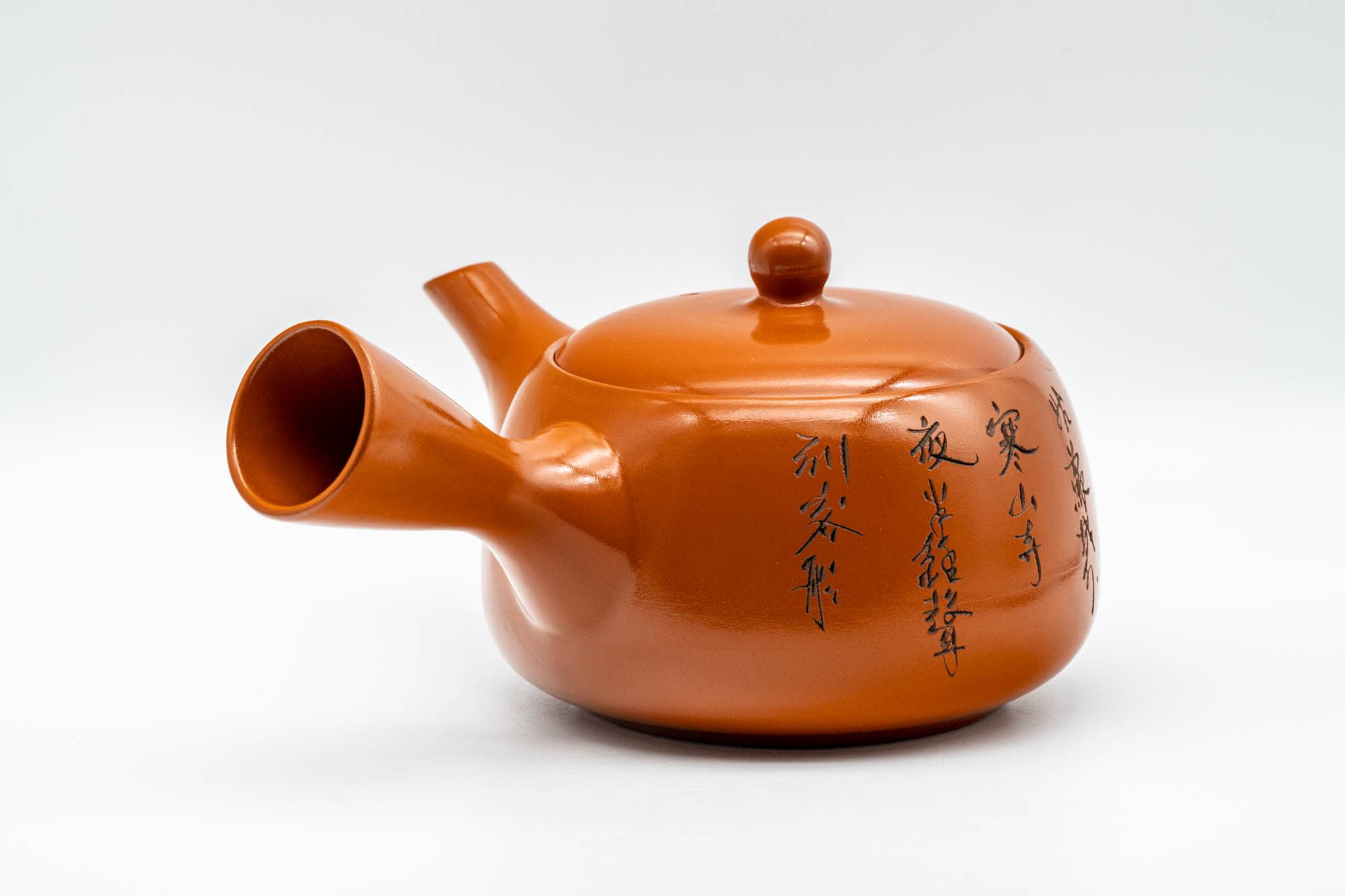 Japanese Kyusu - Kanji Engraved Tokoname-yaki Mesh Teapot - 400ml