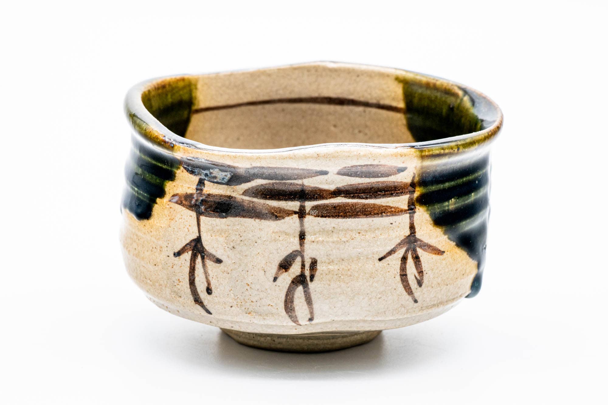 Japanese Matcha Bowl - 野田東山 Noda Touzan - 長曽窯 Nagaso Kiln - Ao-Oribe Chawan - 400ml