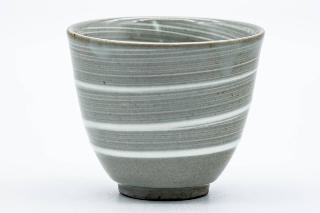 Japanese Teacup - Spiraling Grey White Glazed Yunomi - 130ml