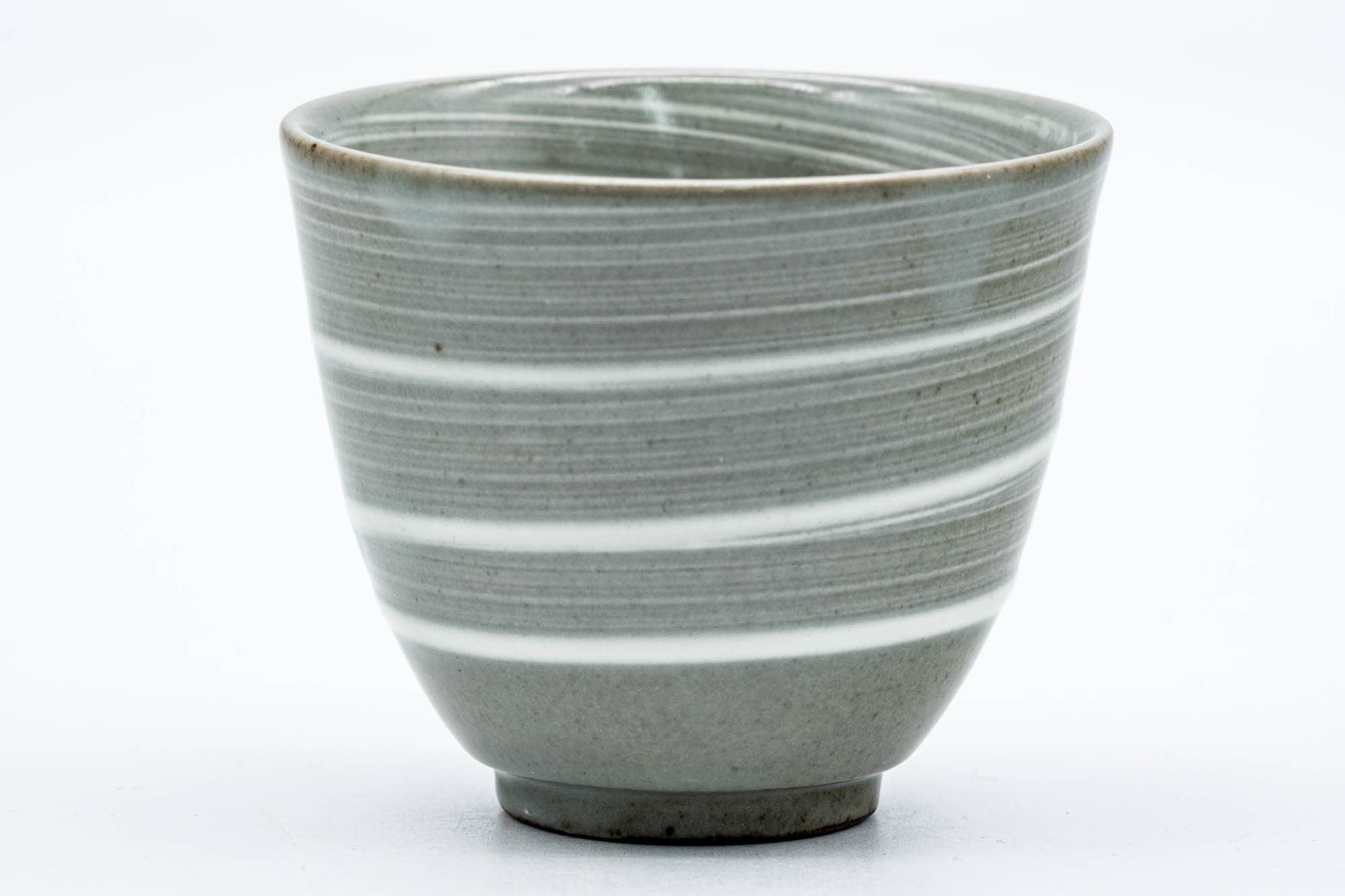 Japanese Teacup - Spiraling Grey White Glazed Yunomi - 130ml