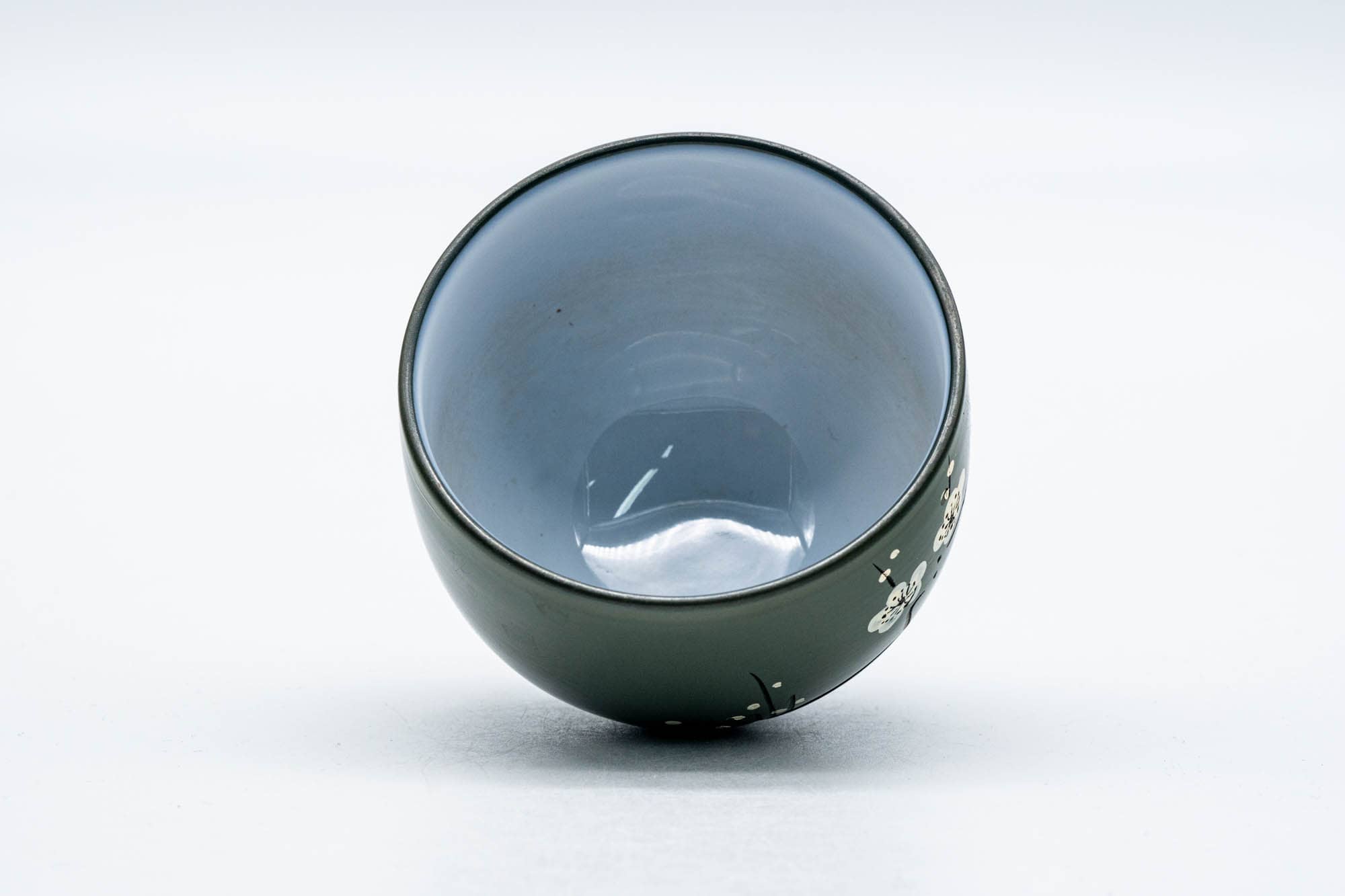 Japanese Teacup - Plum Blossom White Inner-Glazed Ryokudei Tokoname-yaki Yunomi - 140ml