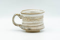 Japanese Teacup - Carved Exterior White Glazed Rear-Handled Ushirode Yunomi - 110ml