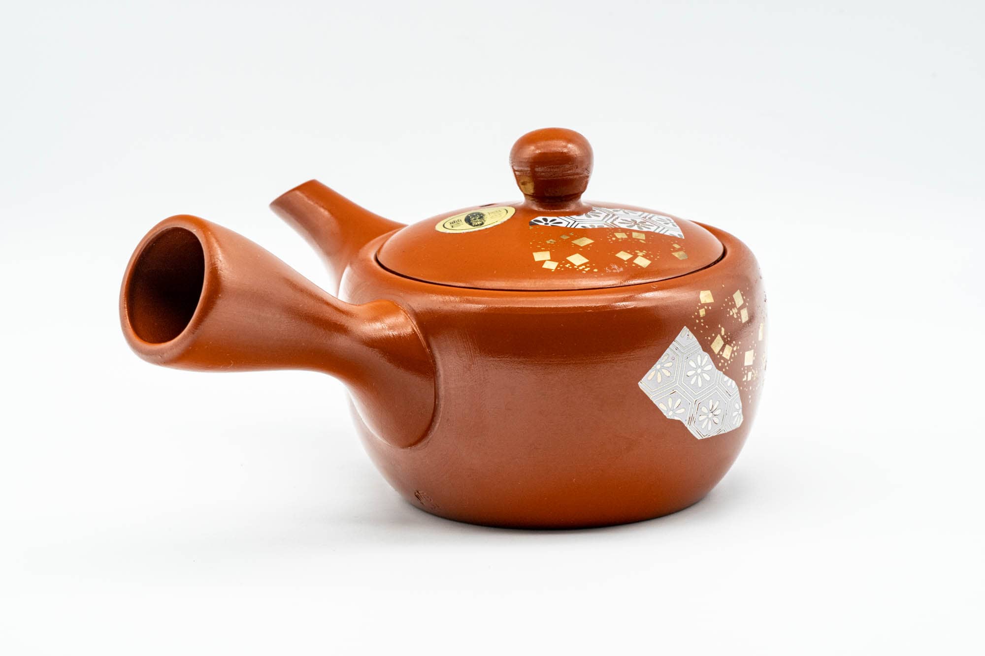 Japanese Kyusu - Gold White Floral Tokoname-yaki Mesh Teapot - 200ml