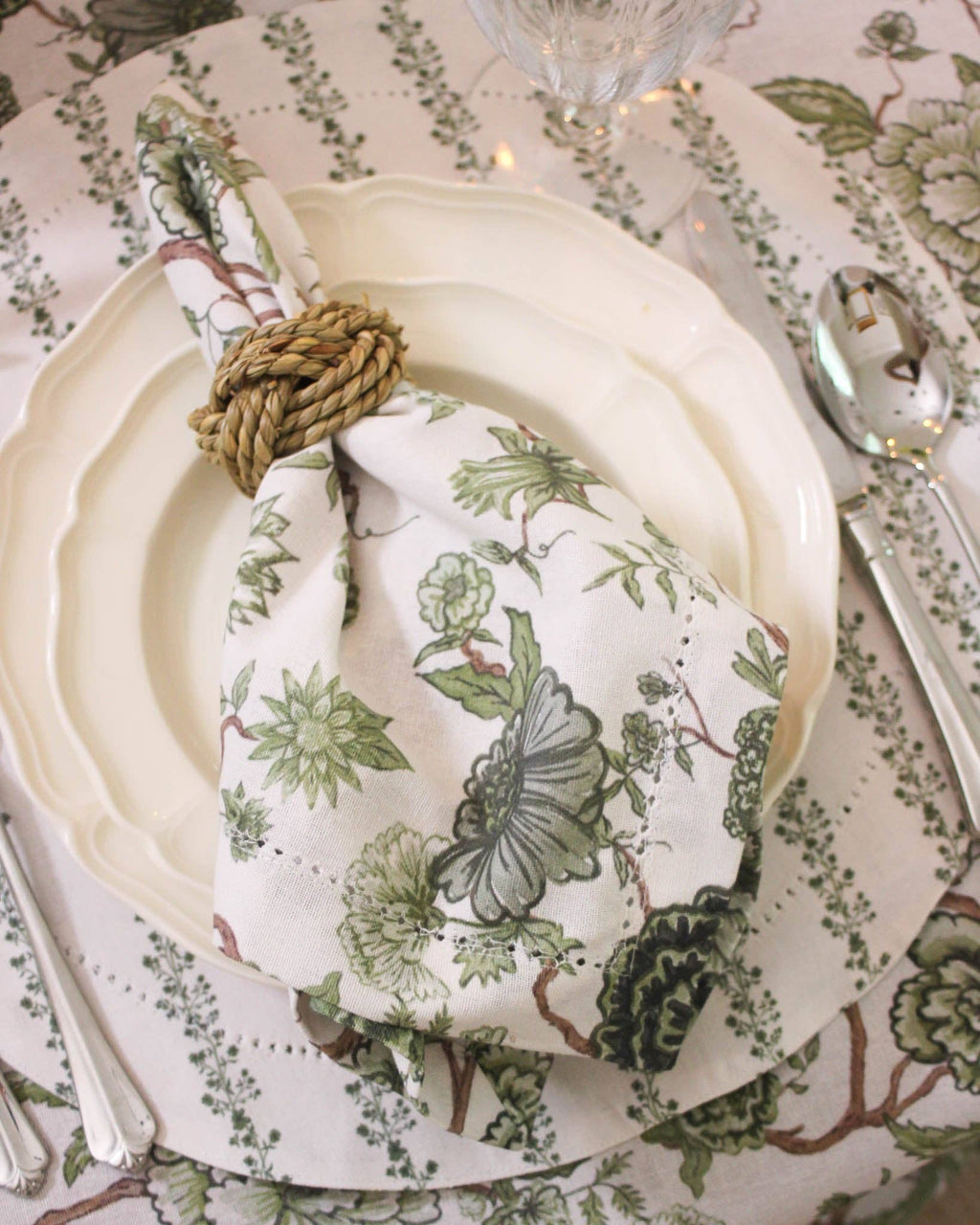 Florence Floral Napkins Set of Four: Fern
