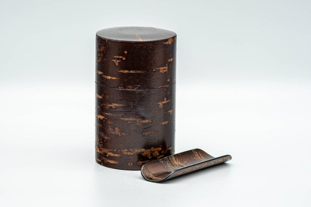 Japanese Chazutsu - Cherry Bark Sakura Wood Weathered Metal Interior Tea Canister - 200ml