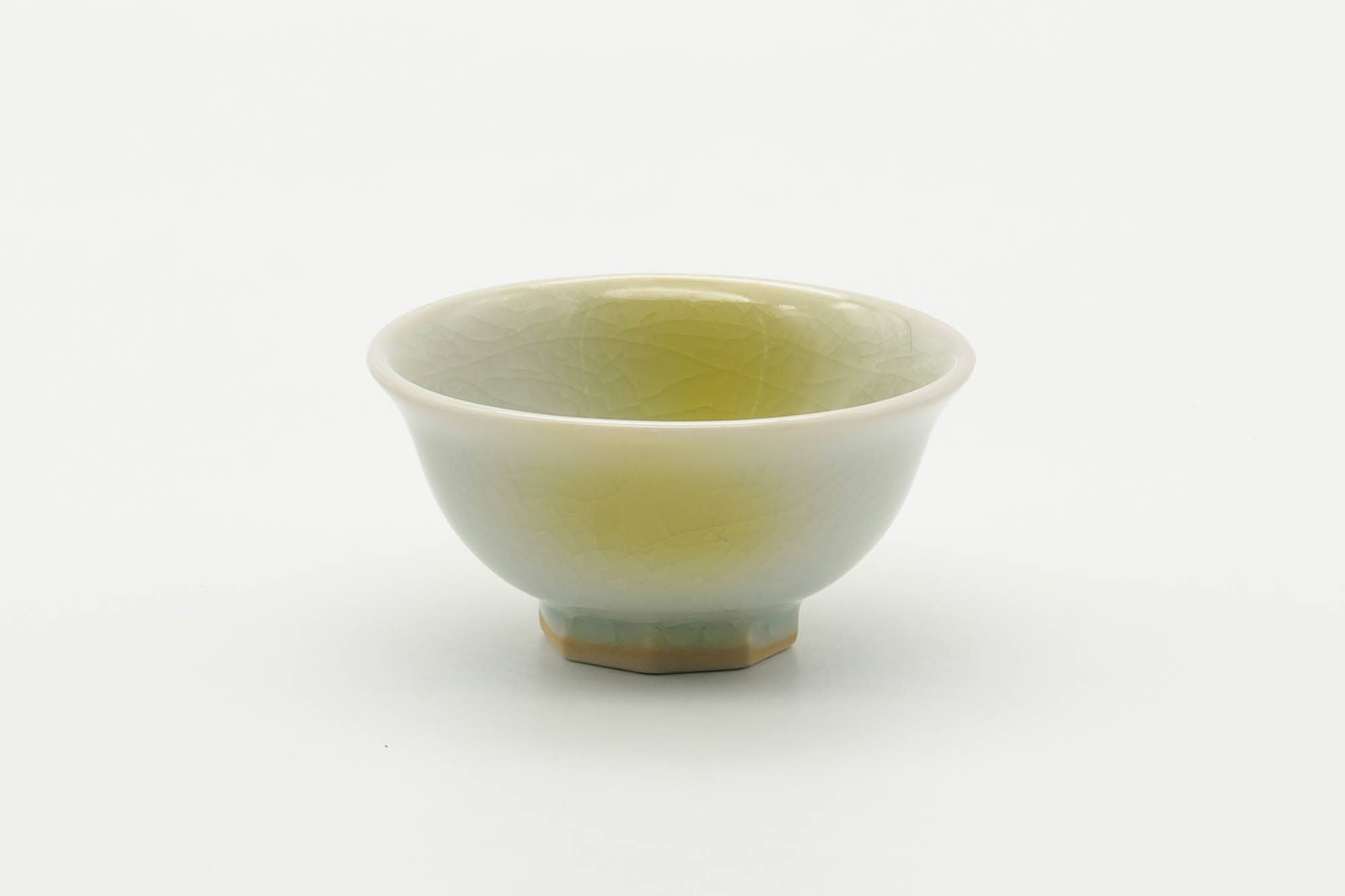 Japanese Teacup - Small Yellow White Porcelain Guinomi - 40ml