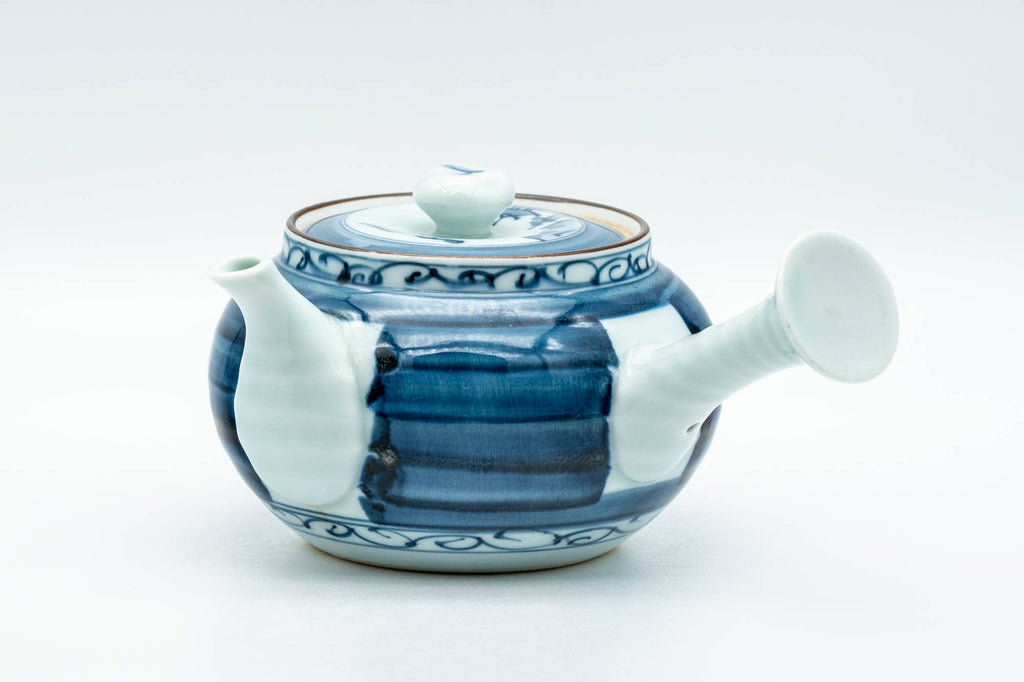 Japanese Kyusu - Blue Striped Village Arita-yaki Debeso Teapot - 300ml
