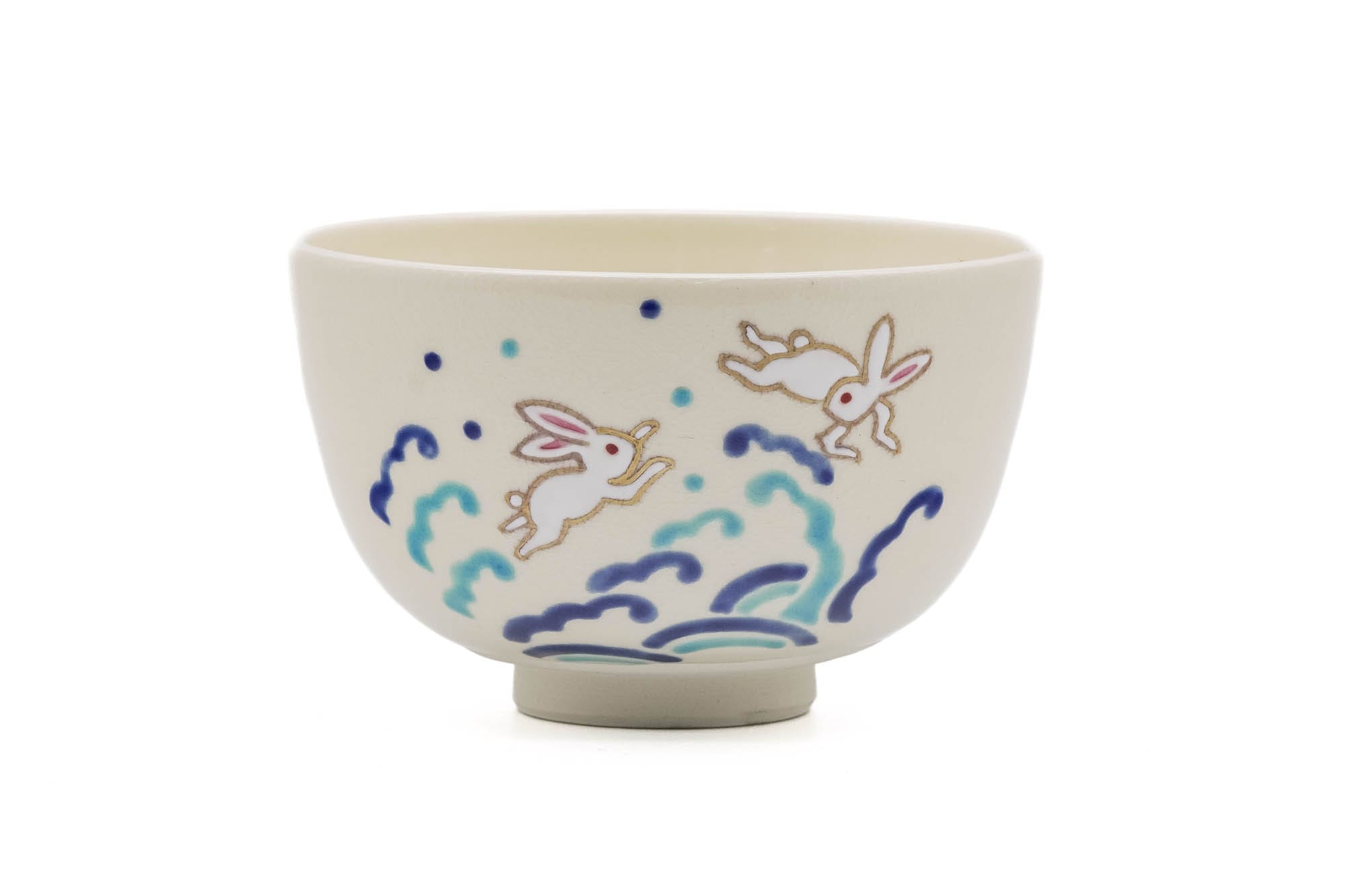 Nami ni Usagi - Rabbit on the Waves Kyo-yaki Chawan