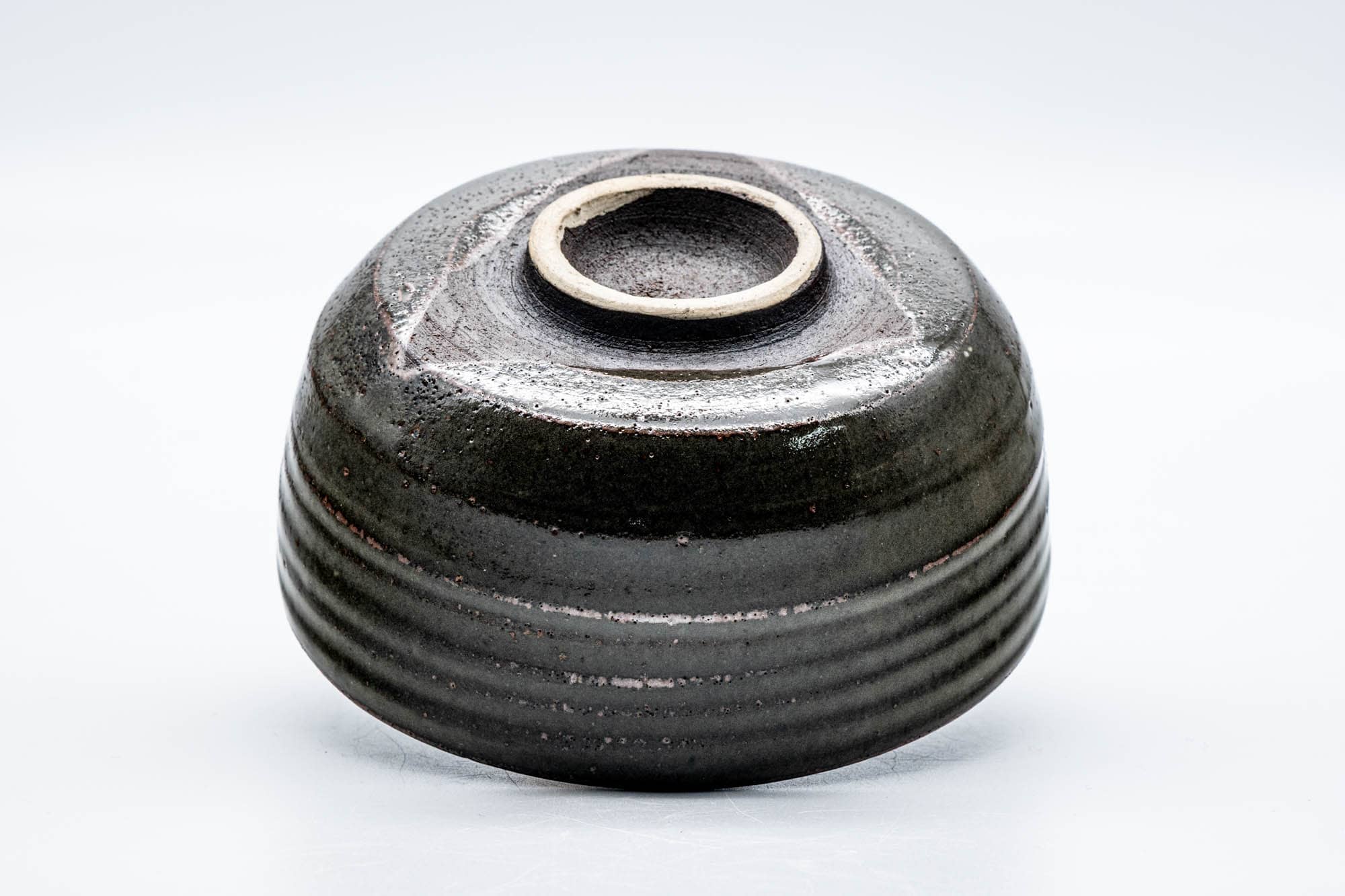 Japanese Matcha Bowl - Dark Green Spiraling Wabi-Sabi Chawan - 300ml