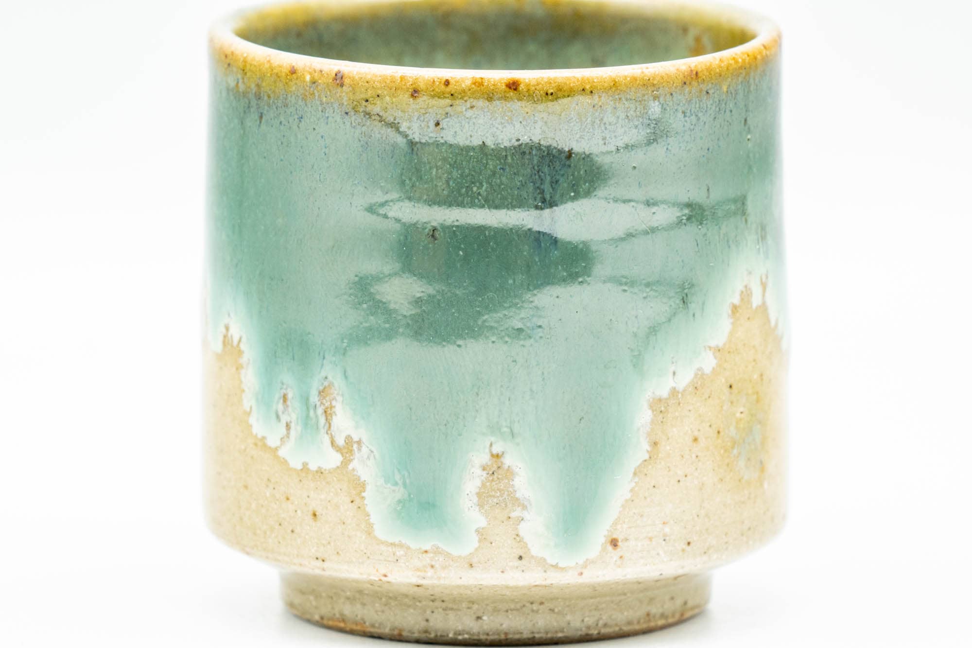 Japanese Teacup - Green Drip-Glazed Agano-yaki Yunomi - 90ml
