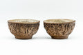 Japanese Teacups - Pair of Celadon Interior Glazed Carved Guinomi - 50ml
