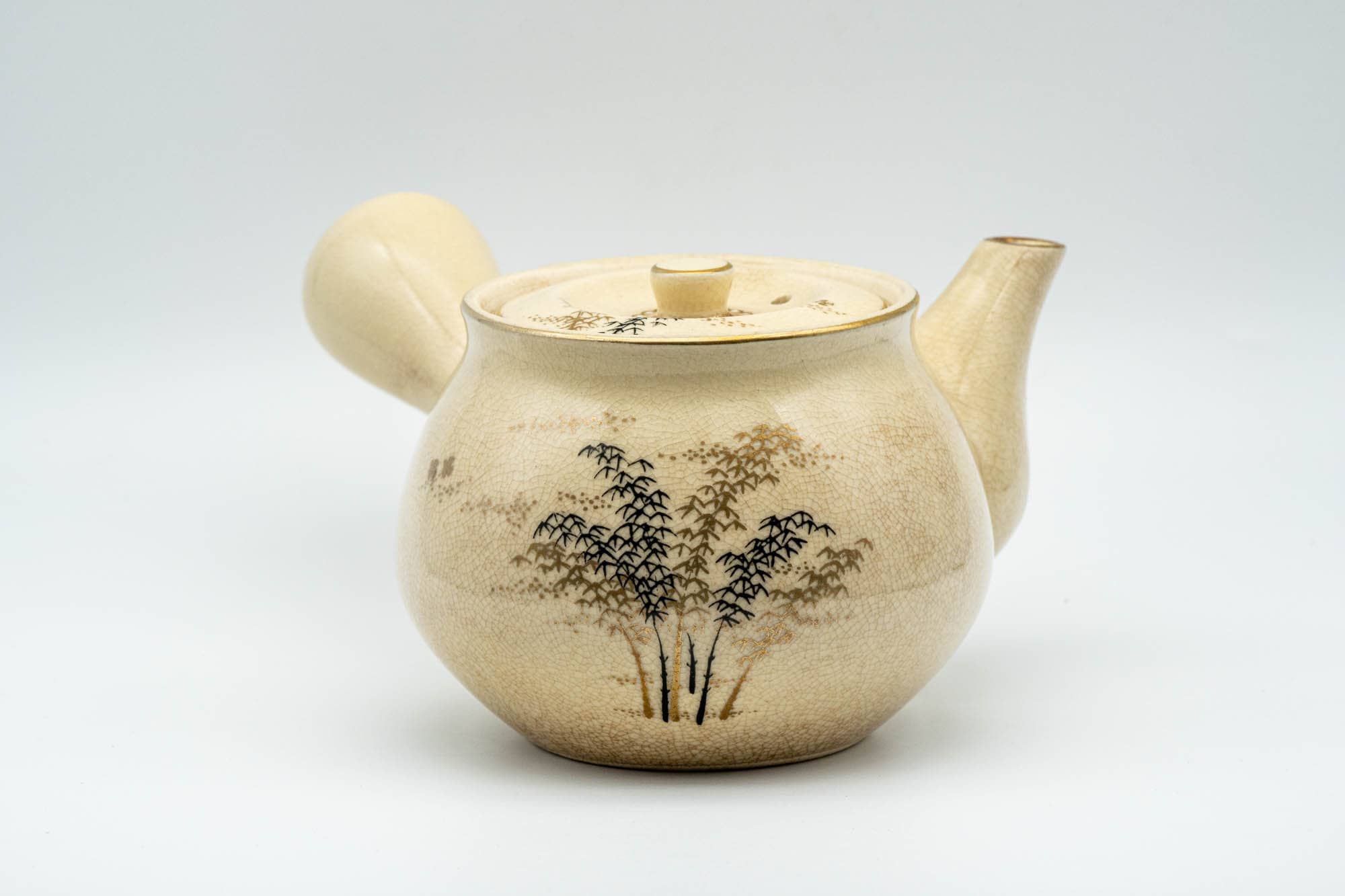 Japanese Kyusu - Bamboo Beige Glazed Debeso Teapot - 350ml