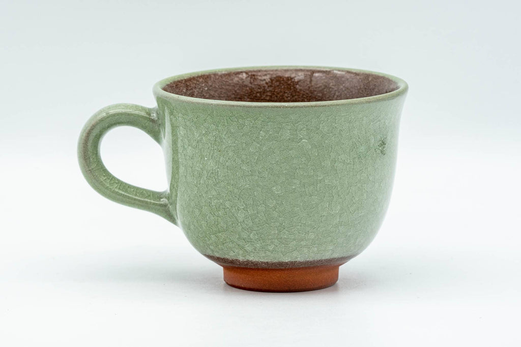 Japanese Teacup - Floral Green Celadon Ushirode Yunomi - 150ml