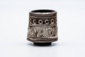 Japanese Teacup - Brown White Floral Mishima Glazed Kiyomizu-yaki Guinomi - 65ml