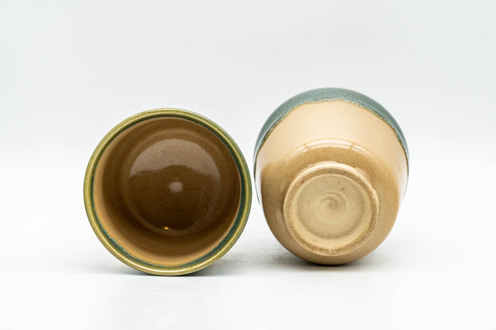 Japanese Teacups - Beige Turquoise Drip-Glazed Agano-yaki Yunomi - 85ml