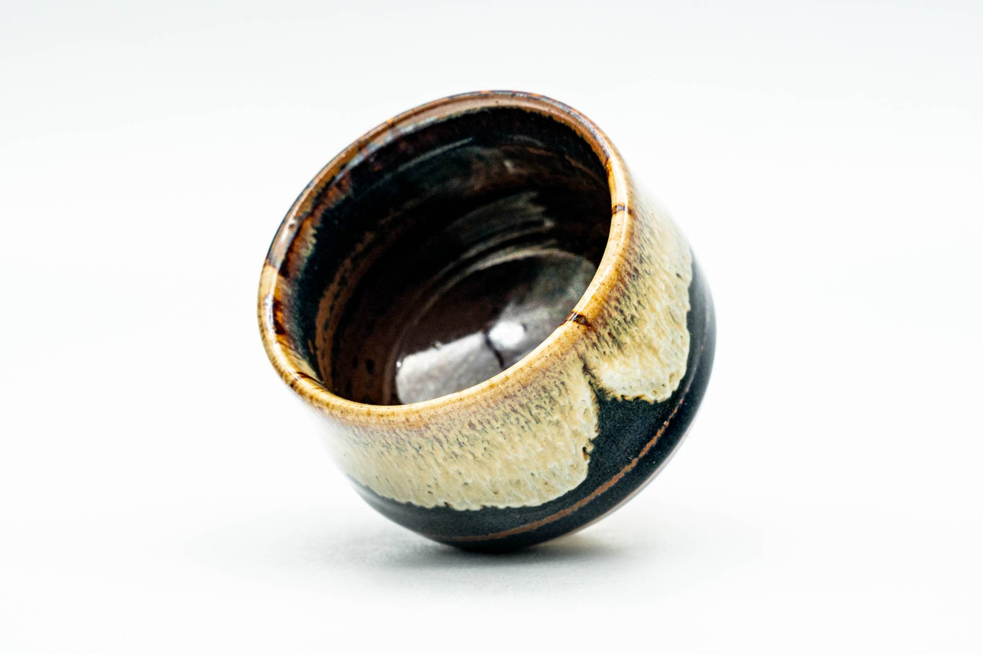 Japanese Teacup - Brown Beige Drip-Glazed Guinomi - 40ml
