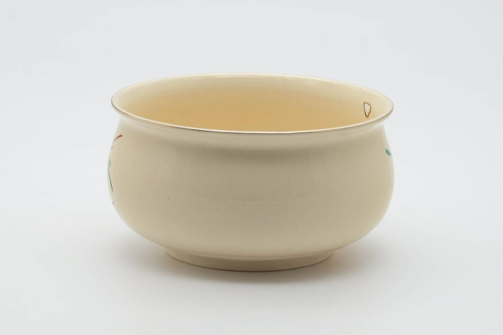 Japanese Kensui - Autumn Leaves Beige Glazed Kyo-yaki Water Bowl - 450ml