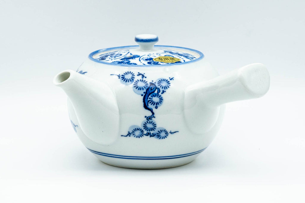 Japanese Kyusu - Flowers and Villagers Porcelain Arita-yaki Debeso Teapot - 300ml