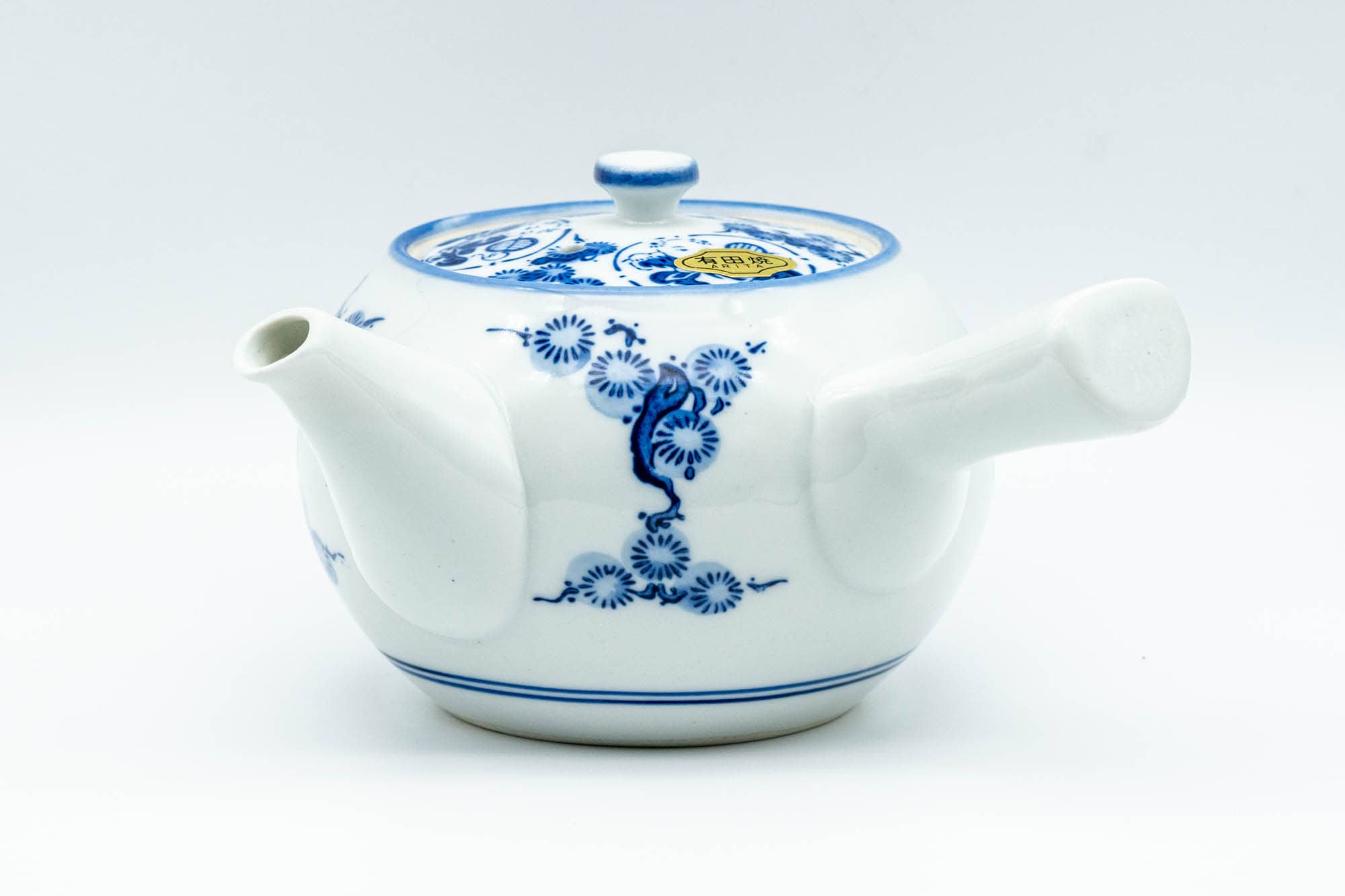 Japanese Kyusu - Flowers and Villagers Porcelain Arita-yaki Debeso Teapot - 300ml