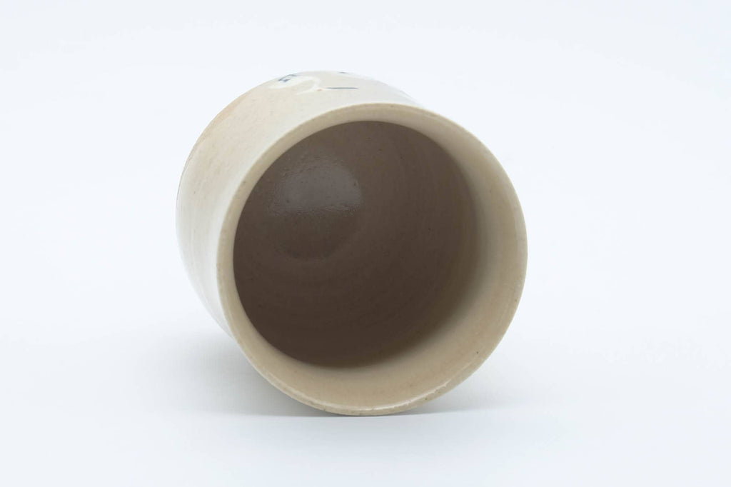 Japanese Teacup - Beige Glazed Egrets Tulip Yunomi - 130ml