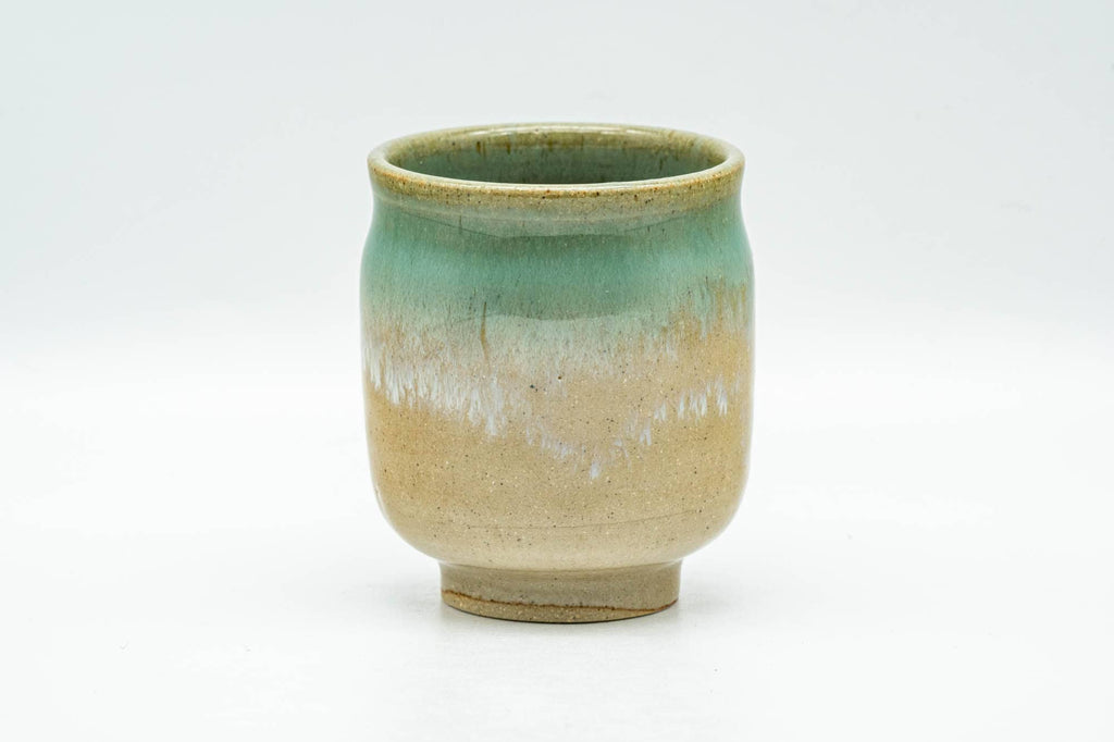Japanese Teacup - Beige Turquoise and White Drip-Glazed Agano-yaki Yunomi - 125ml
