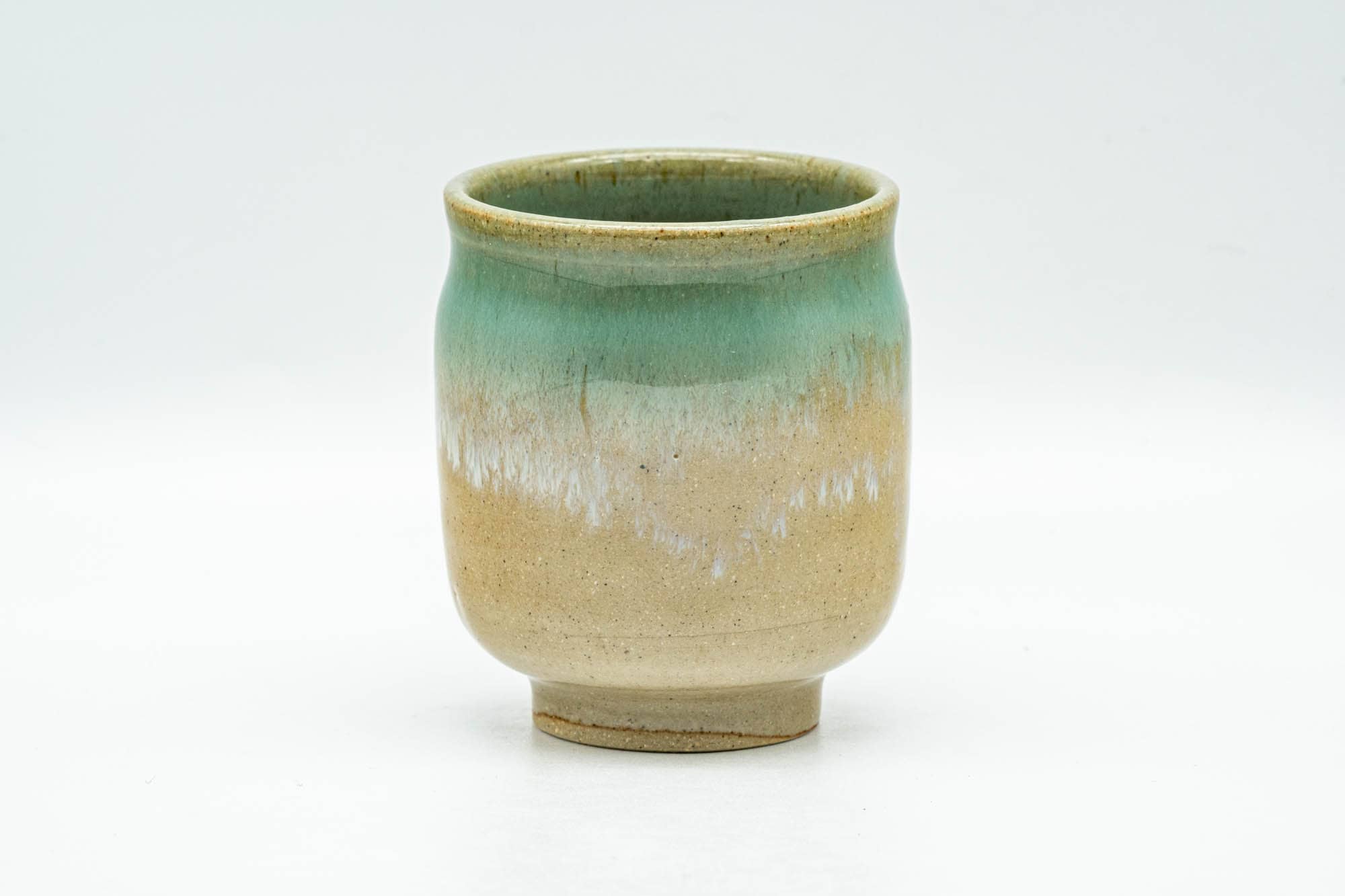 Japanese Teacup - Beige Turquoise and White Drip-Glazed Agano-yaki Yunomi - 125ml