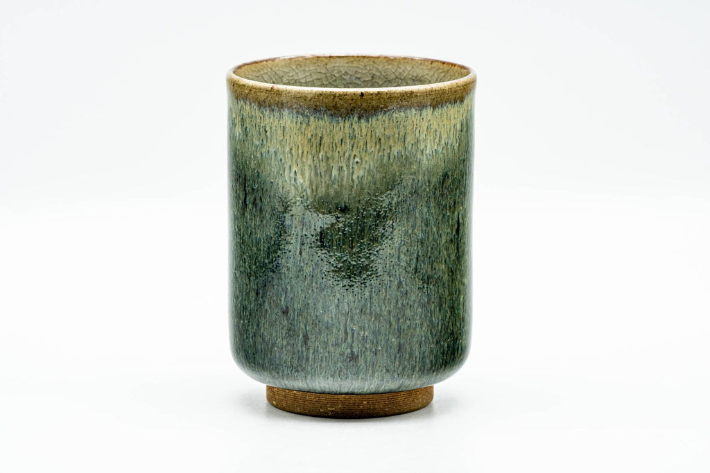 Japanese Teacup - Green Hare's Fur Drip-Glazed Yunomi - 190ml