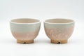 Japanese Teacups - Pair of Gohonte Pink Spotted Hagi-yaki Yunomi - 90ml