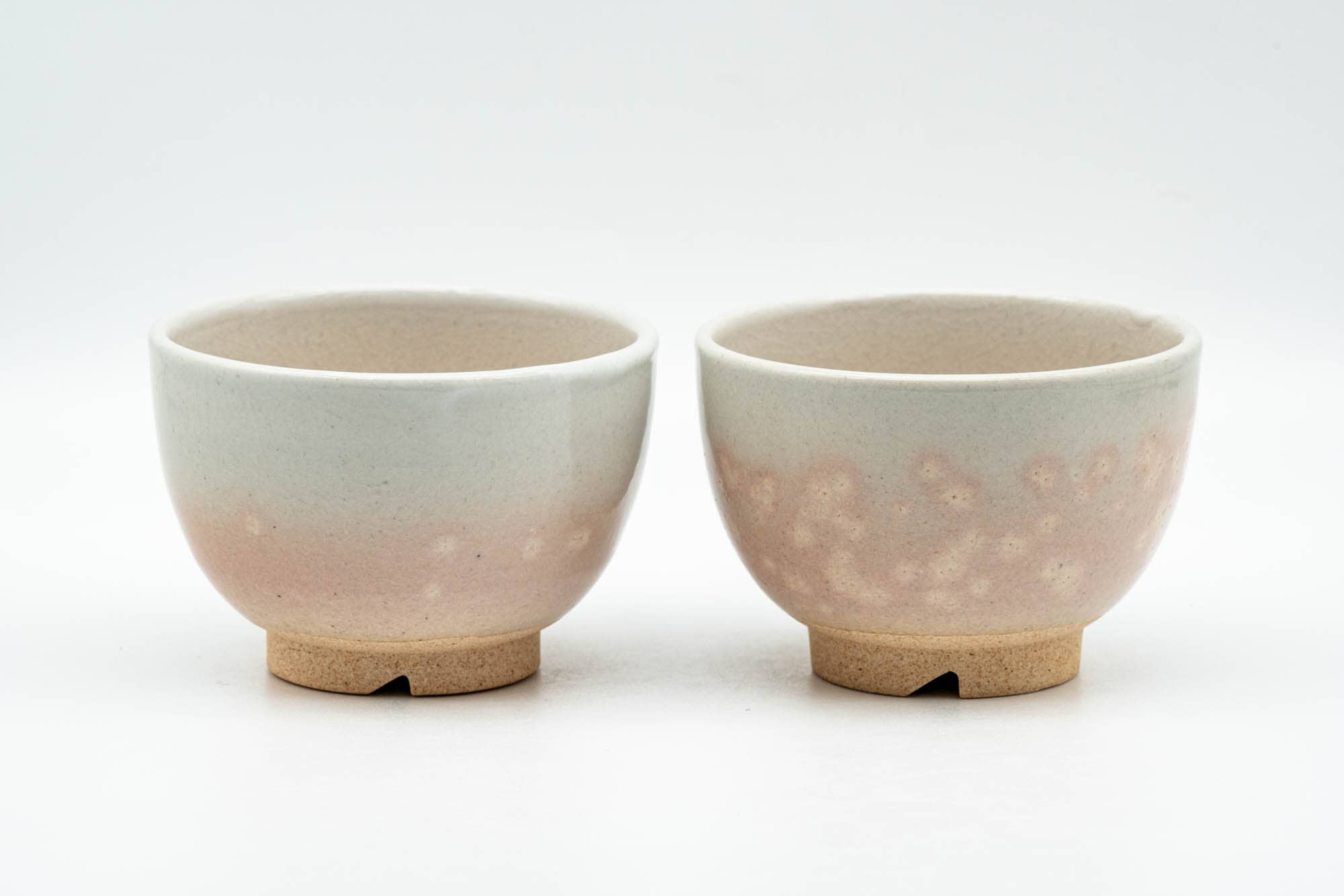 Japanese Teacups - Pair of Gohonte Pink Spotted Hagi-yaki Yunomi - 90ml