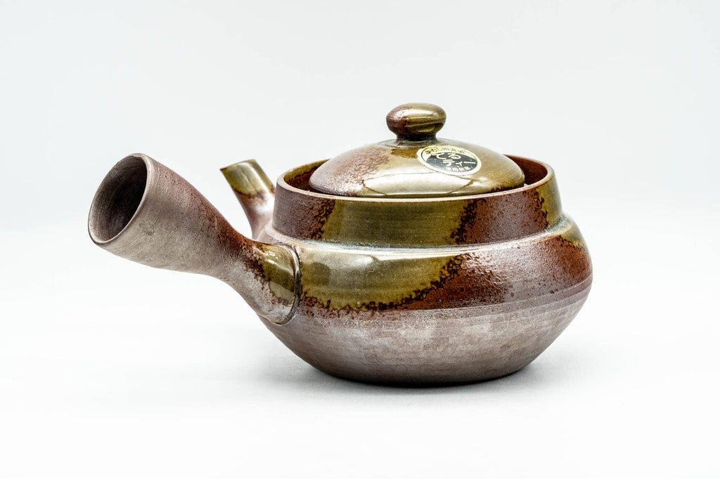Japanese Kyusu - Ash Green Glazed Banko-yaki Mesh Teapot - 275ml
