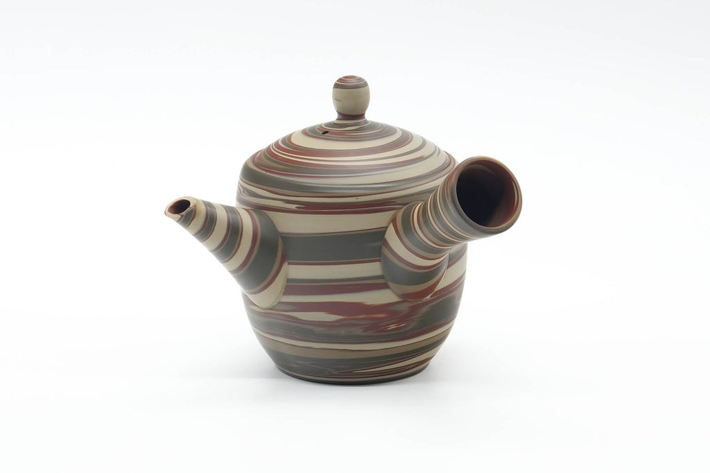 Japanese Kyusu - Green Red White Nerikomi Tokoname Teapot - 310ml