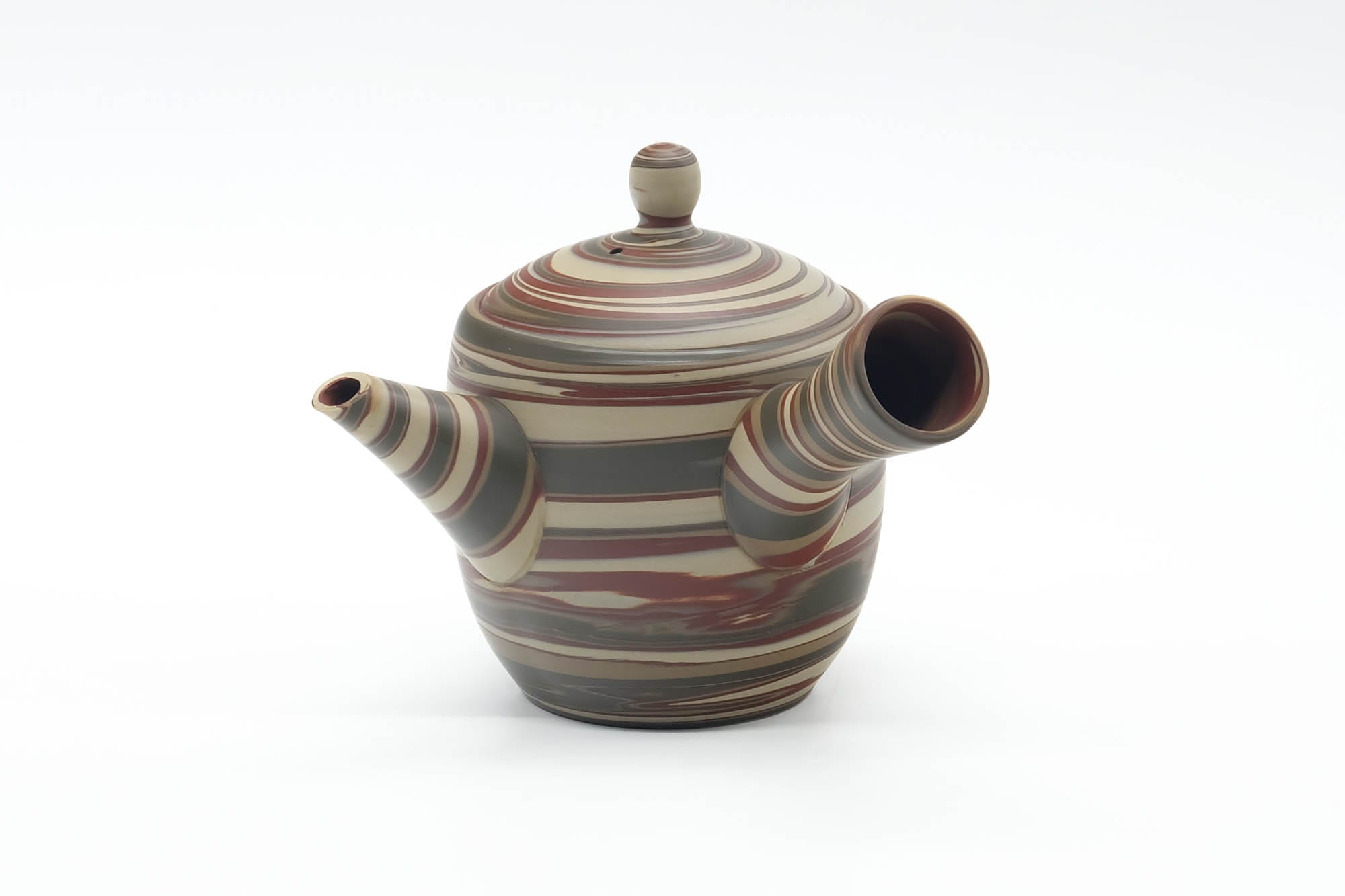 Japanese Kyusu - Green Red White Nerikomi Tokoname Teapot - 310ml