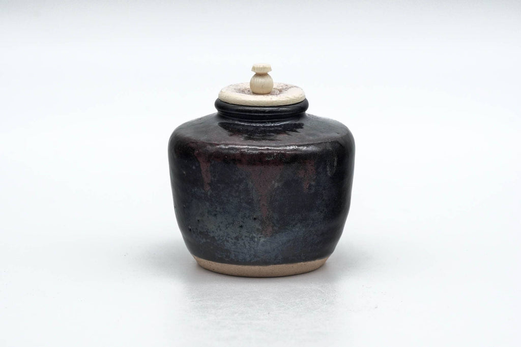 Japanese Chaire - Black Heshizuku Seto-yaki Tea Jar with Shifuku