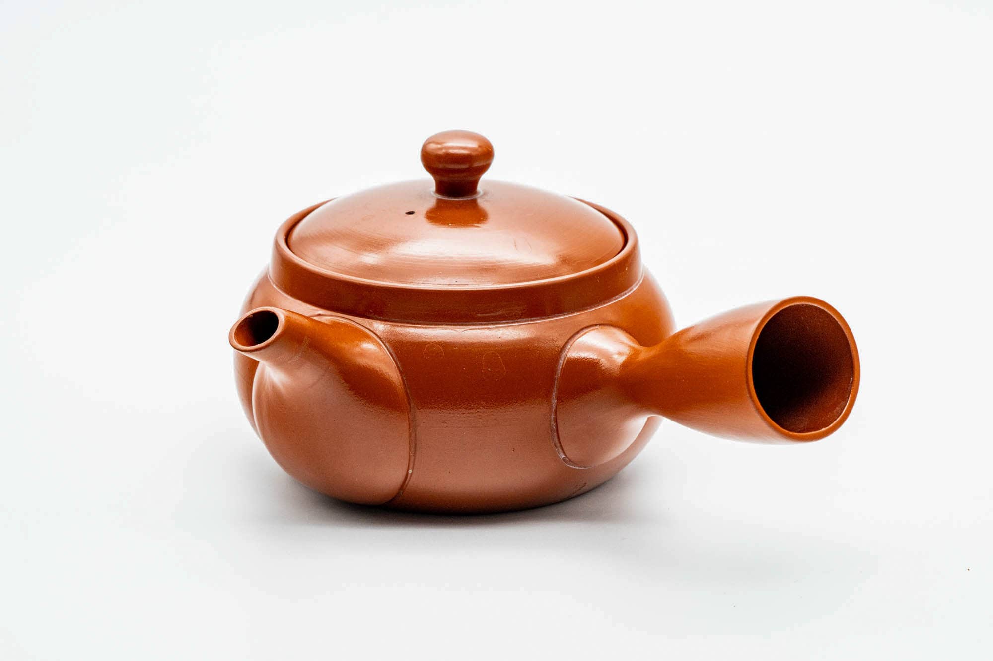 Japanese Kyusu - Calligraphy Engraved Red Shudei Tokoname-yaki Mesh Teapot - 325ml