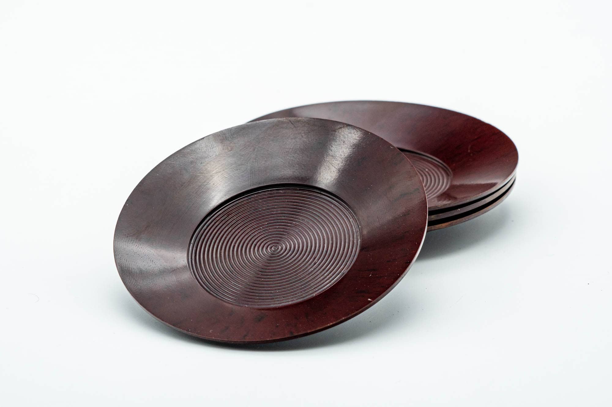 Japanese Chataku - Set of 4 Burgundy Plastic Tea Saucers