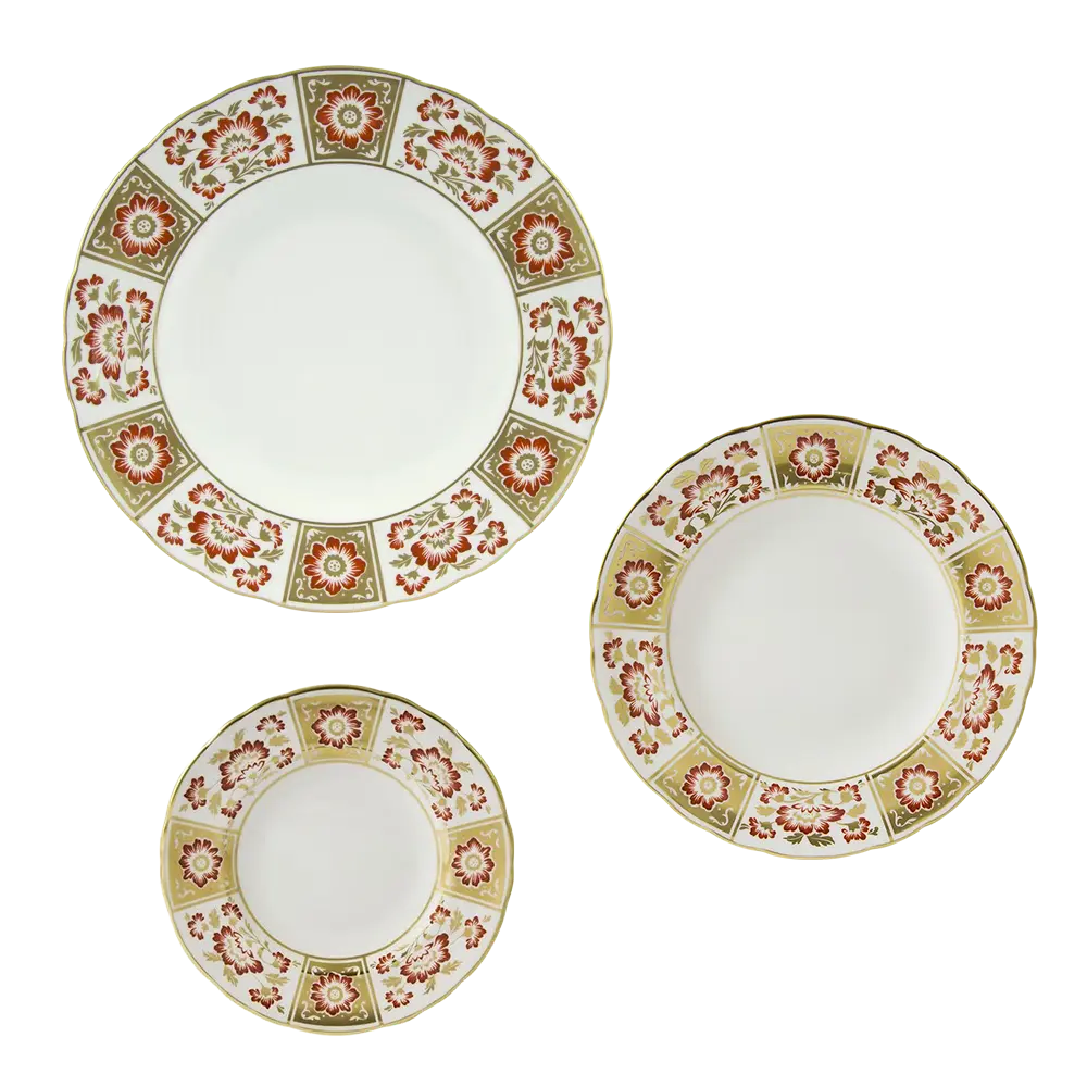 Royal Crown Derby Red Panel 18 Piece Dinner Set