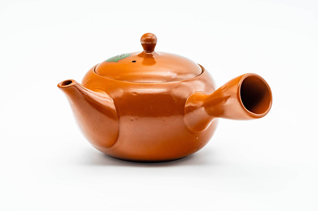 Japanese Kyusu - Floral Red Shudei Tokoname-yaki Mesh Basket Teapot - 280ml
